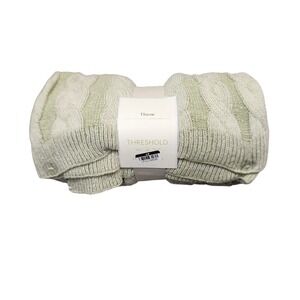 Threshold Twisted Cable Knit Throw Blanket Sage Green 50x60 NEW
